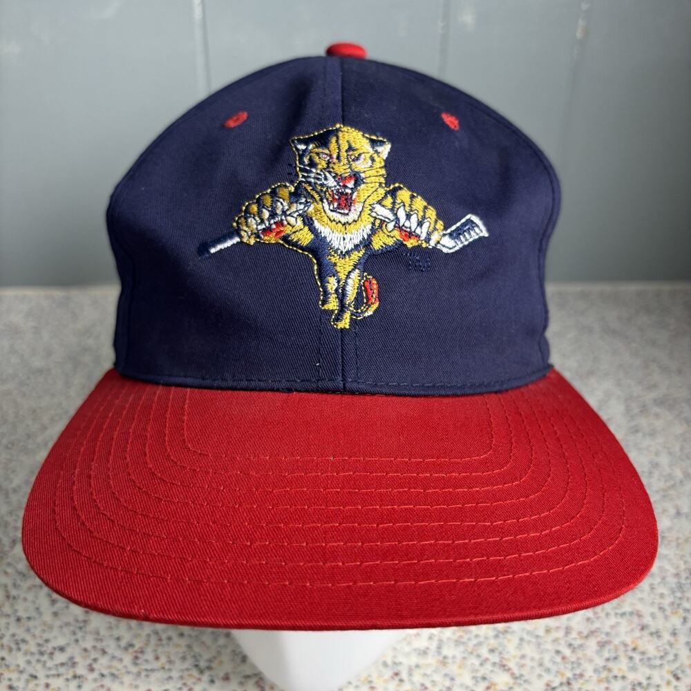 Vintage 90’s Florida Panthers NHL Hockey Team Hat Cap Navy Red Snap Promo Fan